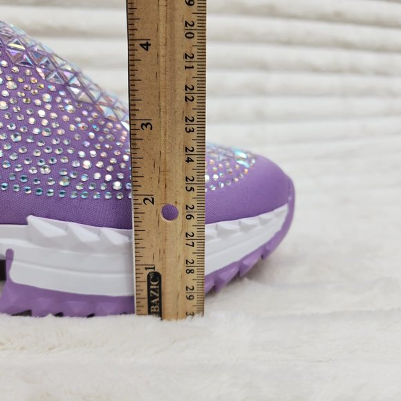 Presto Light Weight Slip on Purple Rhinestone Sneakers - Running Shoes J - Picture 4 of 14